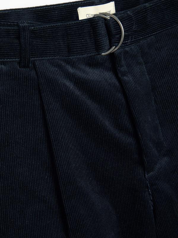 Oliver Spencer Belted Trousers Sibley Cord Navy