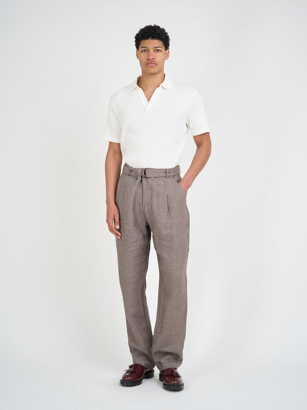 Oliver Spencer Belted Trousers Wilkins Brown/Pink