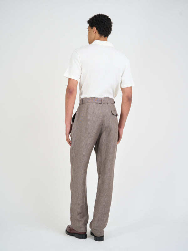 Oliver Spencer Belted Trousers Wilkins Brown/Pink