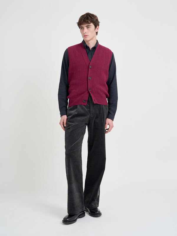 Oliver Spencer Dewsbury V Neck Overton Wine Red