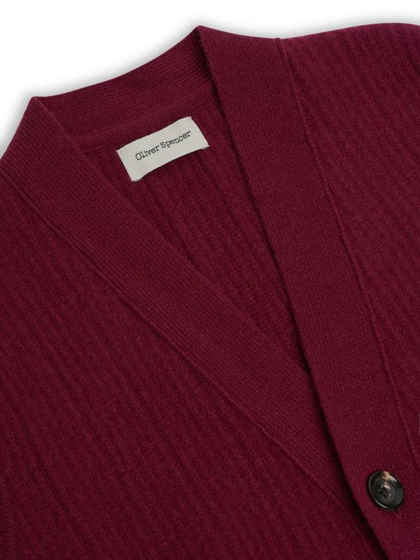 Oliver Spencer Dewsbury V Neck Overton Wine Red