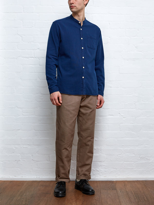 Oliver Spencer Grandad Shirt Kildale Indigo Rinse