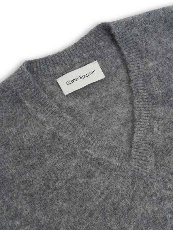 Oliver Spencer Graves V Neck Vest Rosen Mid Grey