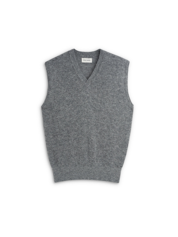 oliver spencer Graves V Neck Vest Rosen Mid Grey