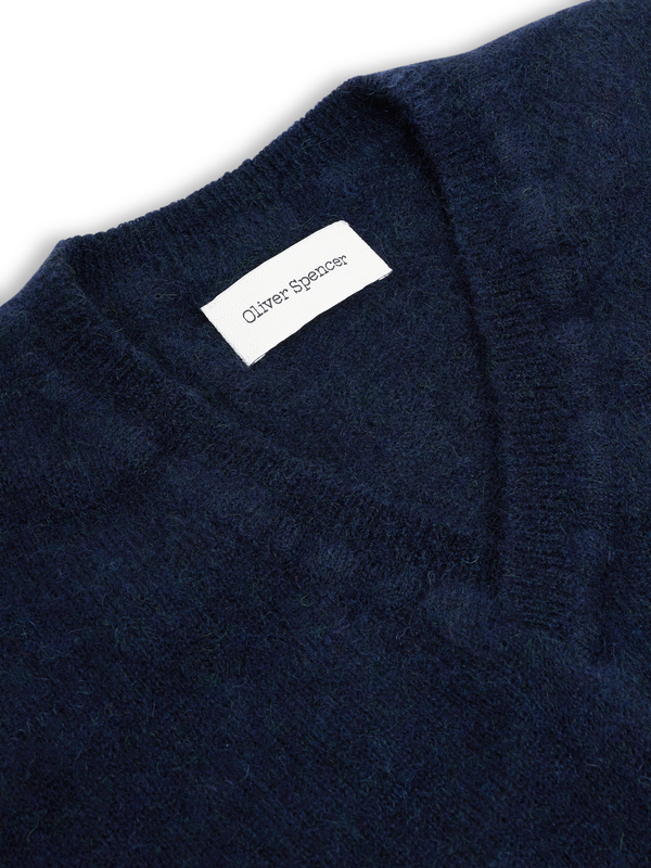 Oliver Spencer Graves V Neck Vest Rosen Navy