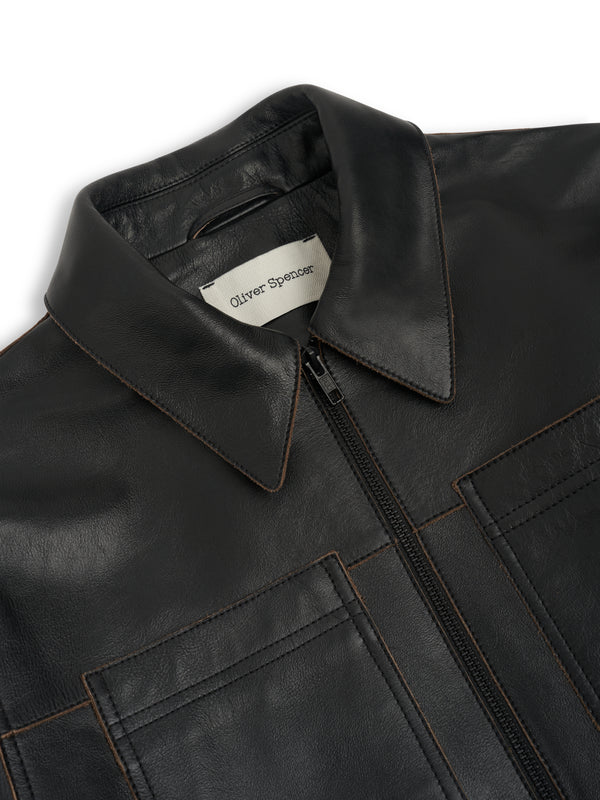 oliver Spencer Leather Norton Jacket Leather Black