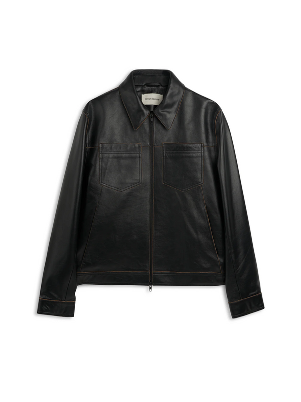 oliver spencer Leather Norton Jacket Leather Black