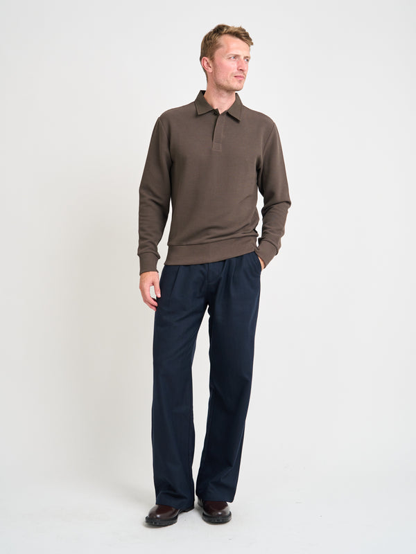 Oliver Spencer Long Sleeve Rugby Top Amery Brown