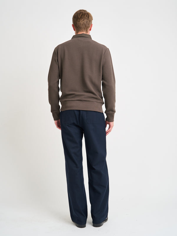 Oliver Spencer Long Sleeve Rugby Top Amery Brown