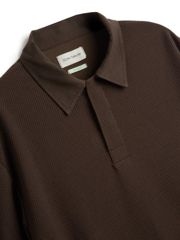 Oliver Spencer Long Sleeve Rugby Top Amery Brown