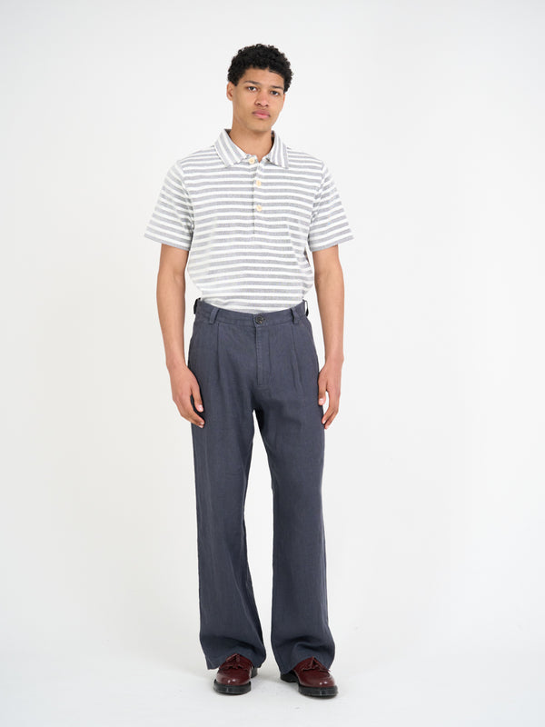 Oliver Spencer Mersey Polo Shirt Holmes Cream/Navy