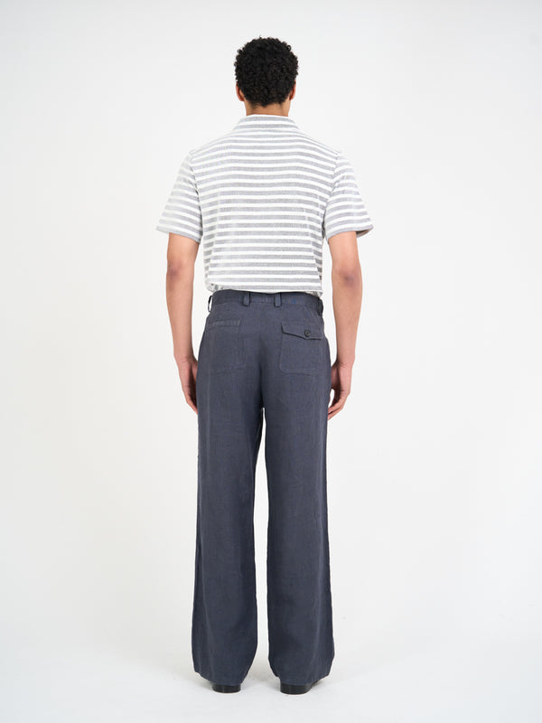 Oliver Spencer Mersey Polo Shirt Holmes Cream/Navy