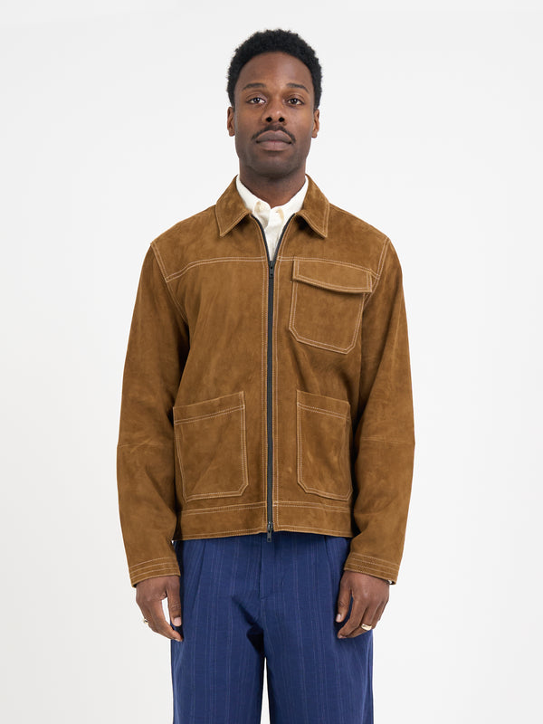 Oliver Spencer Suede Hardwick Jacket Suede Tan