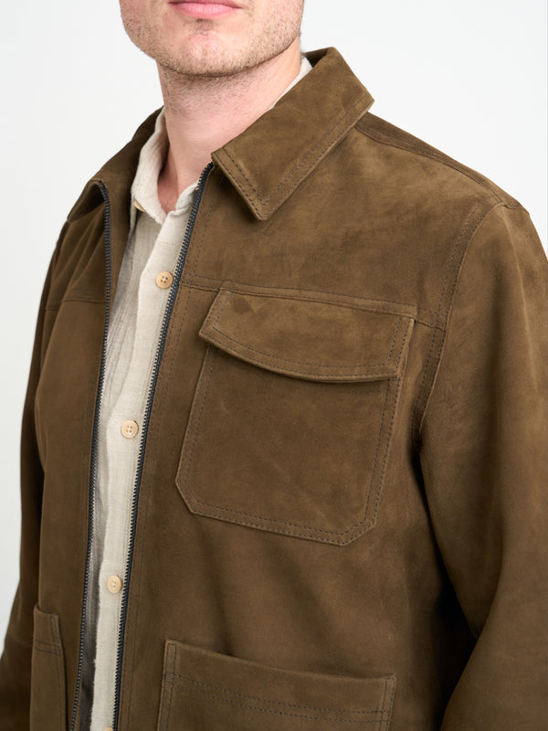 Oliver Spencer Suede Hardwick Jacket Suede Taupe
