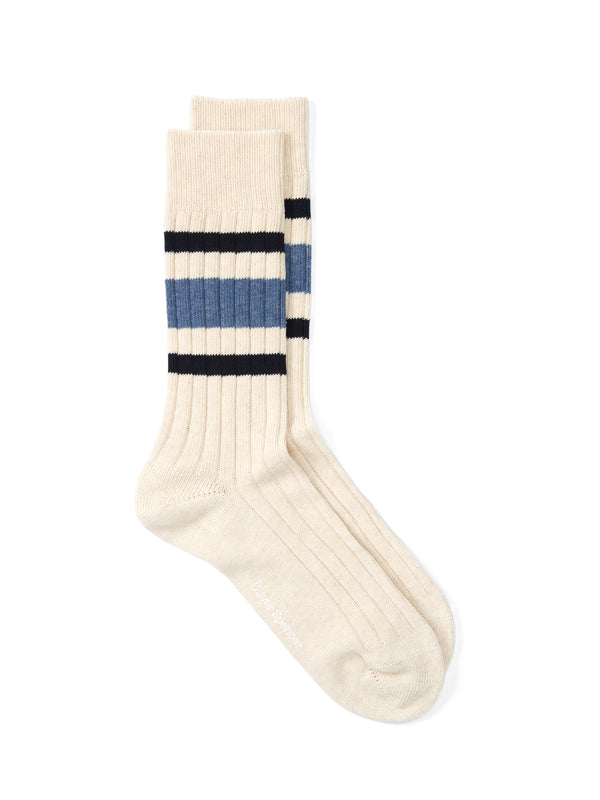 oliver spencer Polperro Socks Albion Cream/Sky Blue