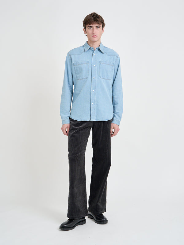 Oliver Spencer Quito Shirt Mullins Denim Indigo Light