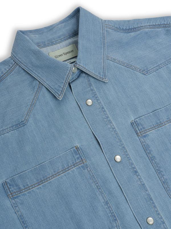 Oliver Spencer Quito Shirt Mullins Denim Indigo Light