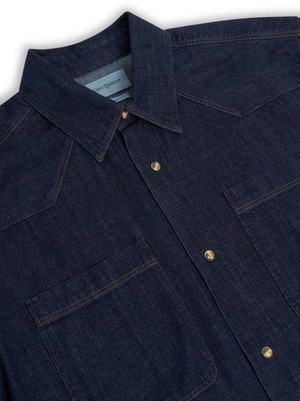 Oliver Spencer Quito Shirt Mullins Denim Indigo Rinse