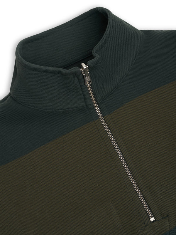 Oliver Spencer Reversible Half Zip Sweatshirt Latimer Green/Moss Green