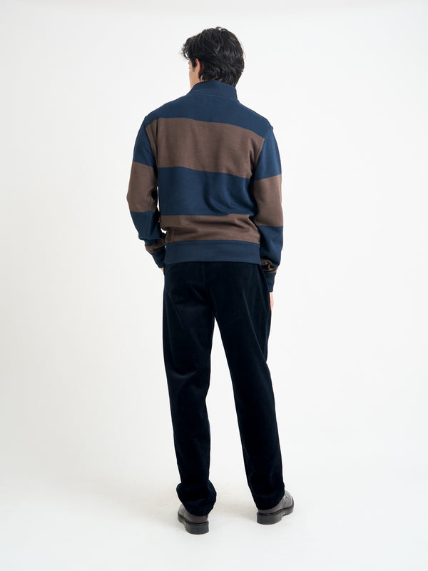 Oliver Spencer Reversible Half Zip Sweatshirt Latimer Navy/Brown