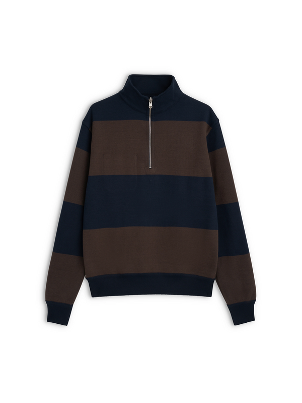 oliver spencer Reversible Half Zip Sweatshirt Latimer Navy/Brown