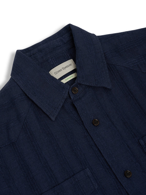 Oliver Spencer Santiago Short Sleeve Shirt Arnold Navy
