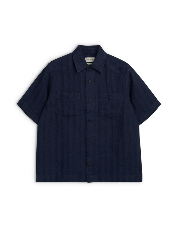 oliver spencer Santiago Short Sleeve Shirt Arnold Navy