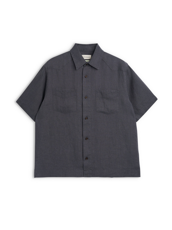 oliver spencer Santiago Short Sleeve Shirt Bleeker Gunmetal Grey