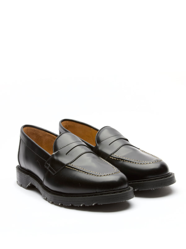 Oliver Spencer Solovair X Oliver Spencer Penny Loafer Black Hi Shine Leather Stitch