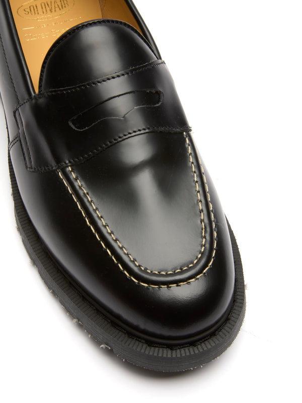 Oliver Spencer Solovair X Oliver Spencer Penny Loafer Black Hi Shine Leather Stitch