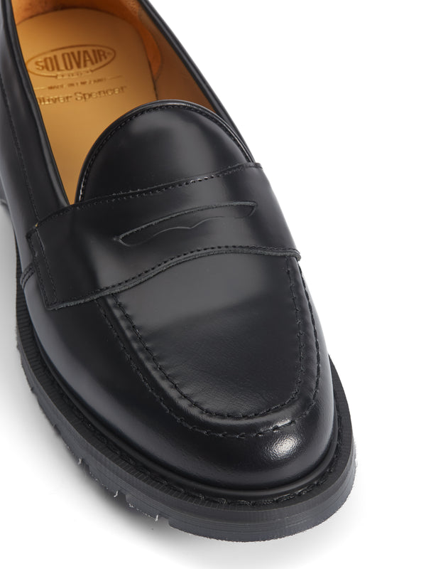 Oliver Spencer Solovair X Oliver Spencer Penny Loafer Black Hi Shine Leather