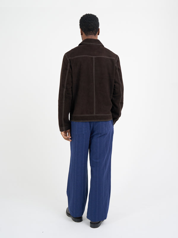 Oliver Spencer Suede Hardwick Jacket Suede Chocolate Brown