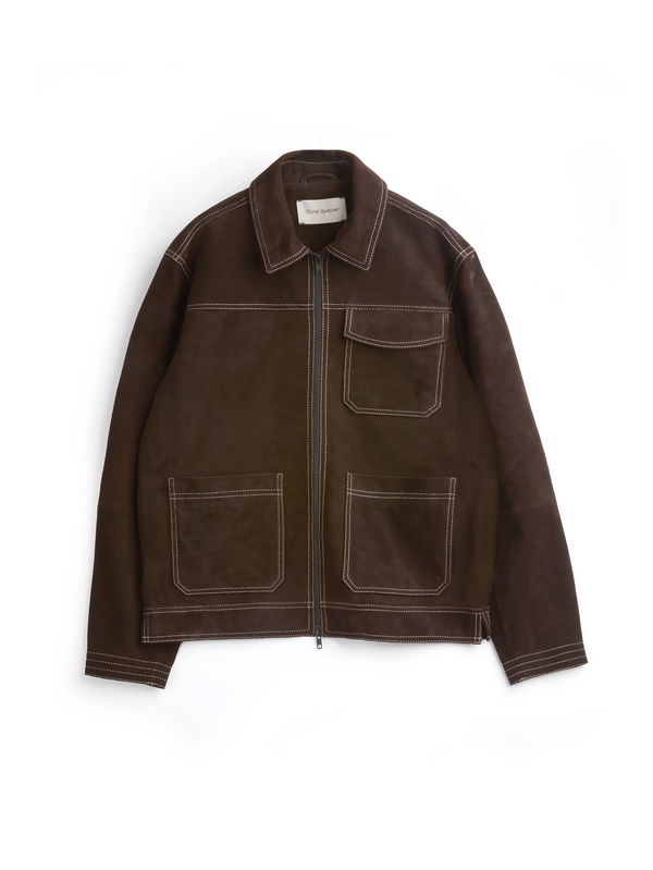 oliver spencer Suede Hardwick Jacket Suede Chocolate Brown