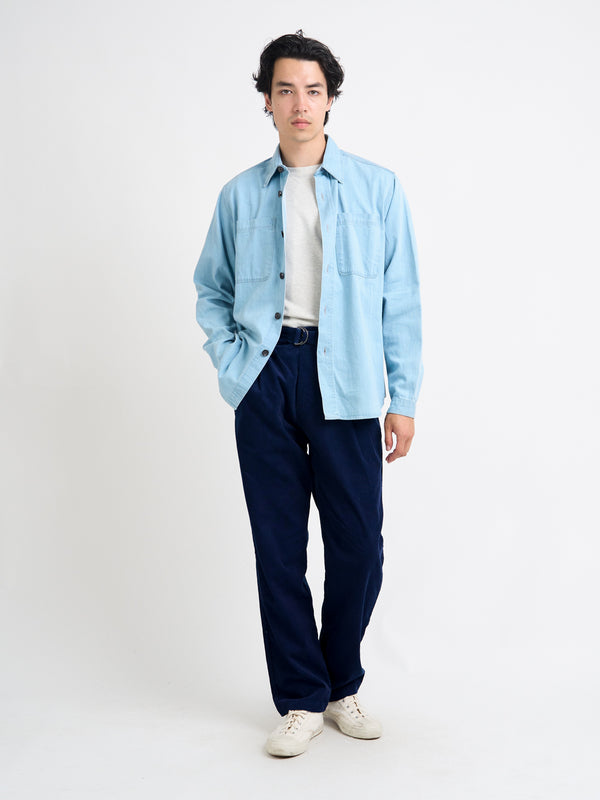 Oliver Spencer Treviscoe Shirt Mullins Denim Indigo Light