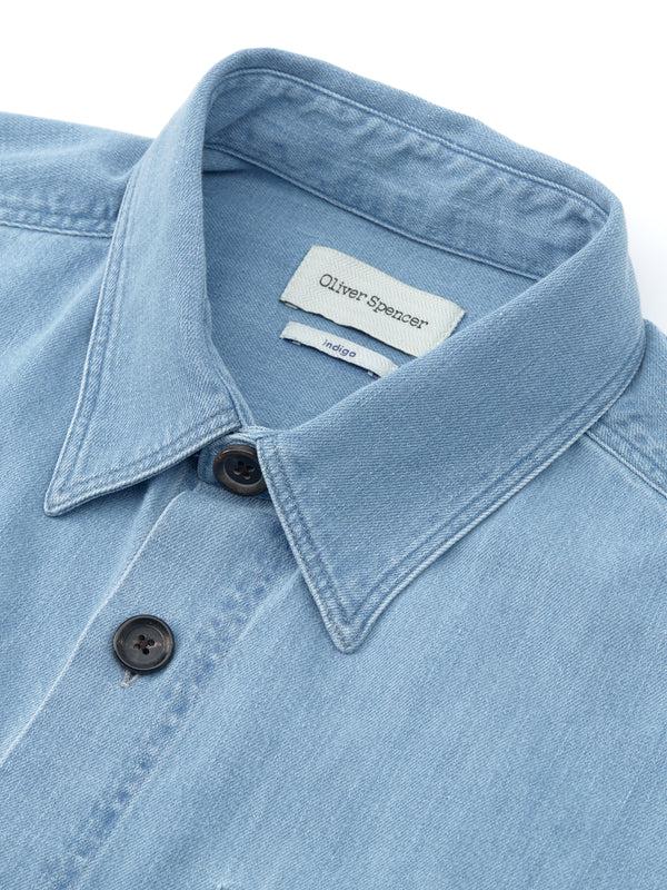 Oliver Spencer Treviscoe Shirt Mullins Denim Indigo Light
