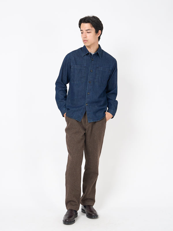Oliver Spencer Treviscoe Shirt Mullins Denim Indigo Rinse