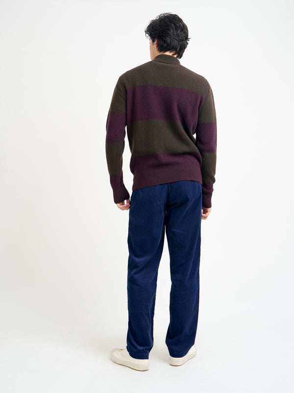 Oliver Spencer Wren Knitted Polo Shirt Paxton Brown/Purple