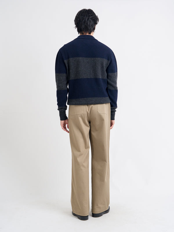 Oliver Spencer Wren Knitted Polo Shirt Paxton Navy/Charcoal