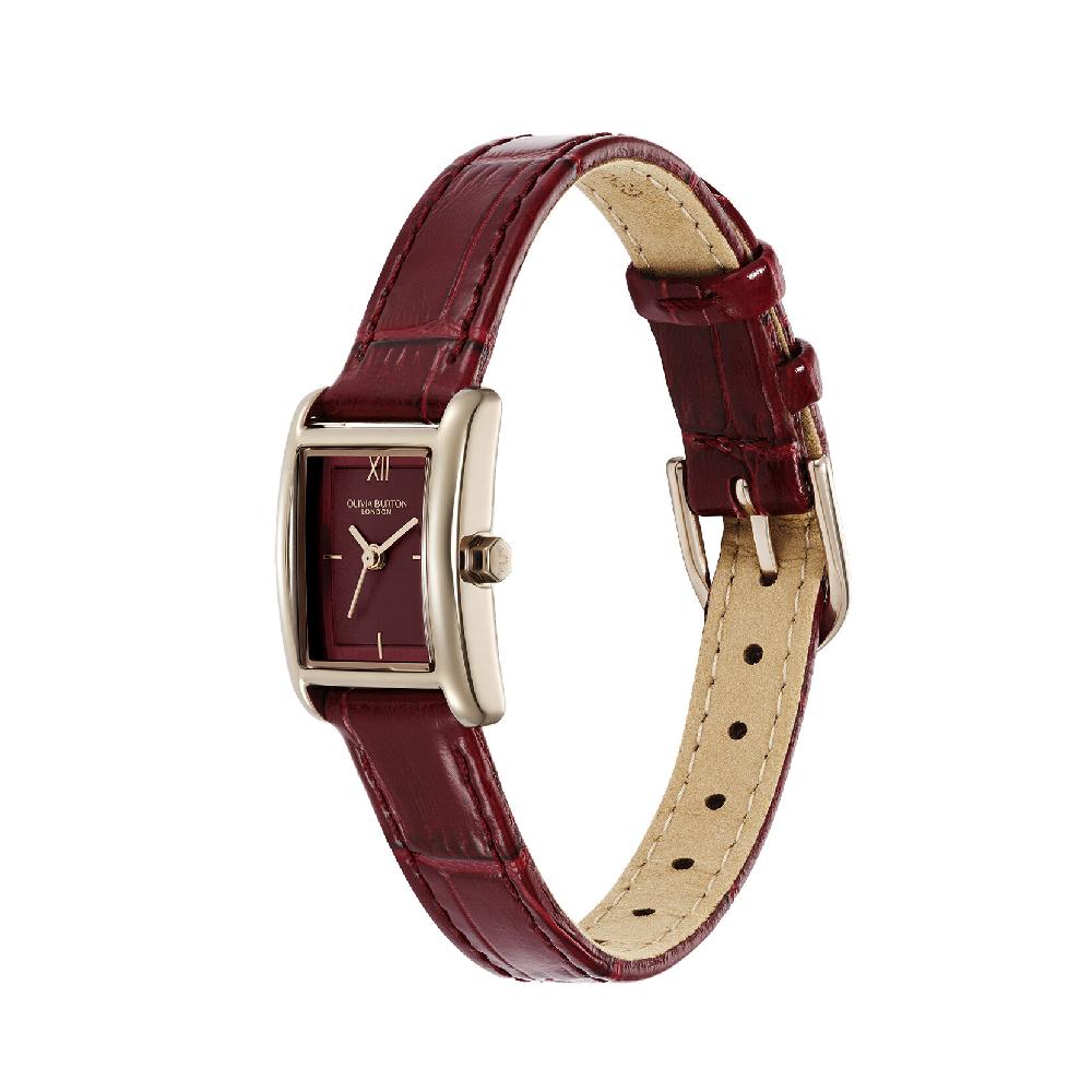 Olivia Burton 16mm Mini Grove Rose Gold & Cherry Croc Leather Strap Watch