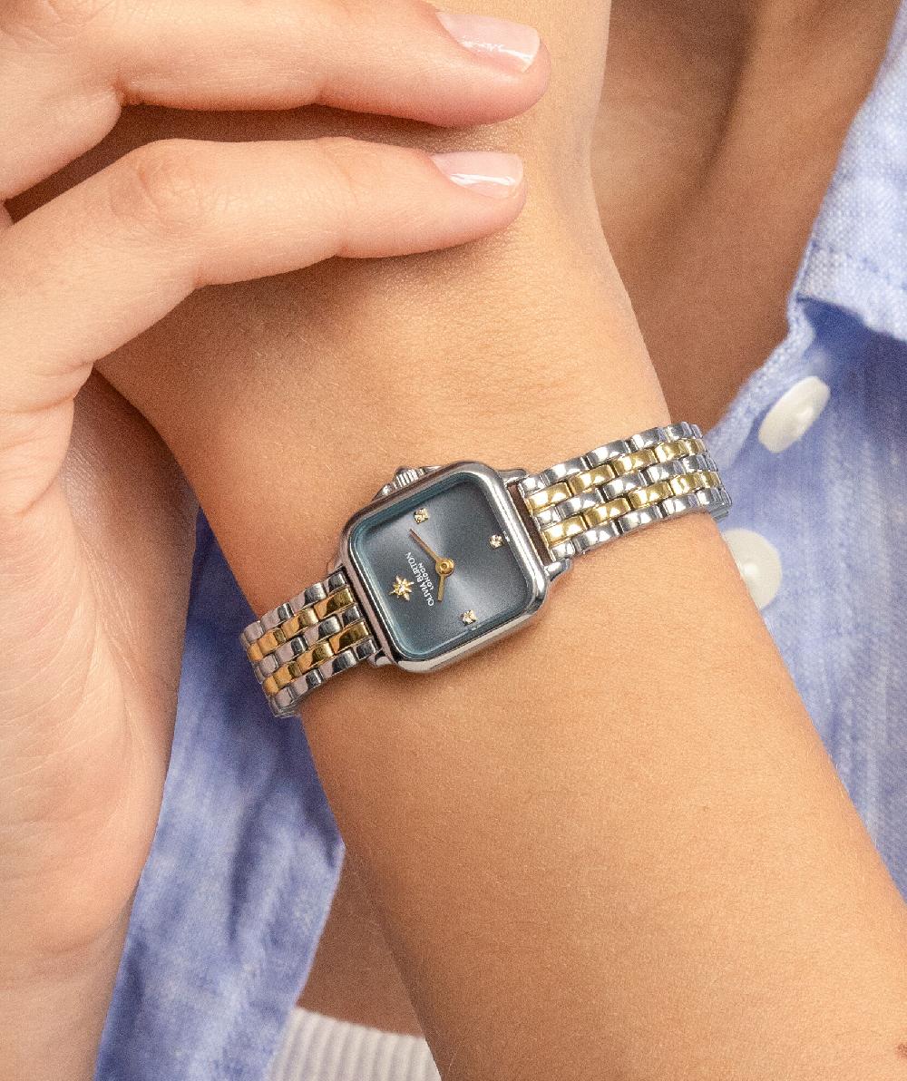 Olivia Burton 20mm Mini Grosvenor Chalk Blue & Two Tone Bracelet Watch