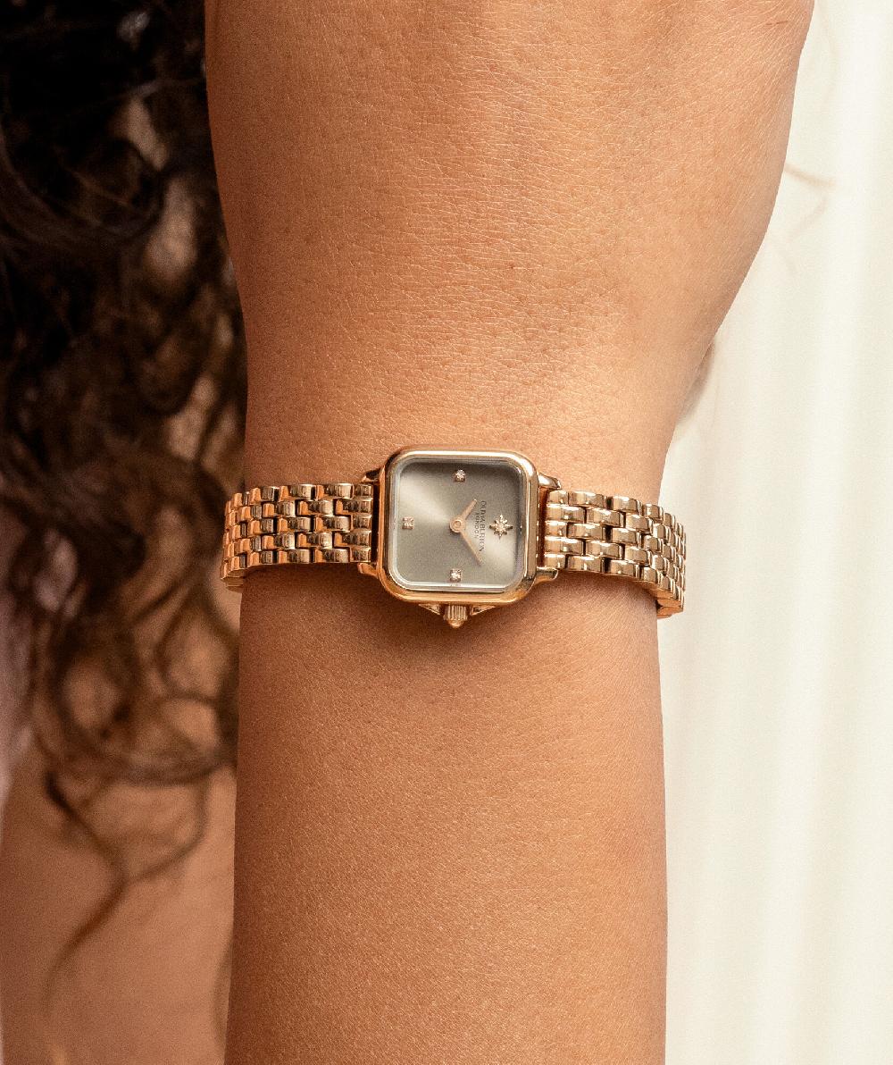 Olivia Burton 20mm Mini Grosvenor Earl Grey & Rose Gold Bracelet Watch