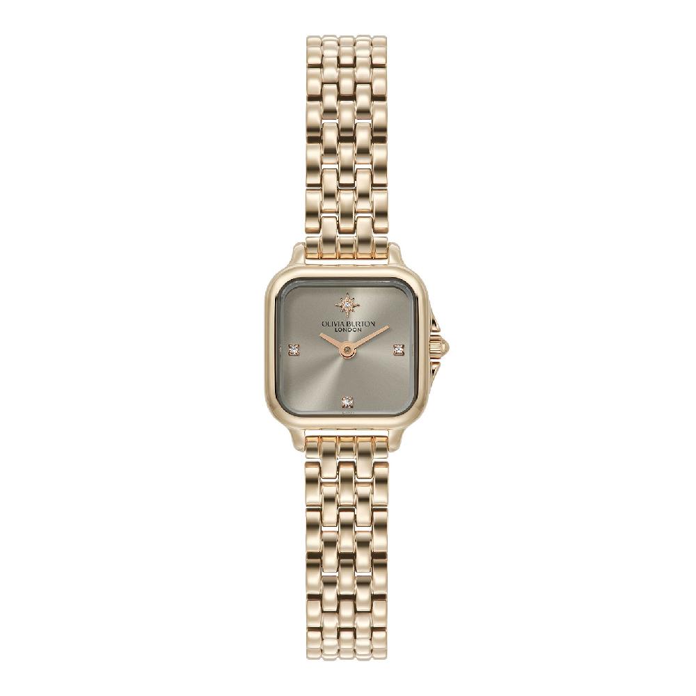 olivia burton 20mm Mini Grosvenor Earl Grey & Rose Gold Bracelet Watch