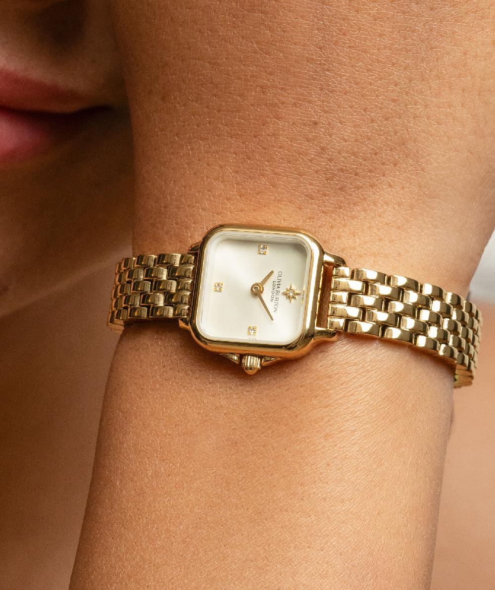 Olivia Burton 20mm Mini Grosvenor Ivory & Gold Bracelet Watch