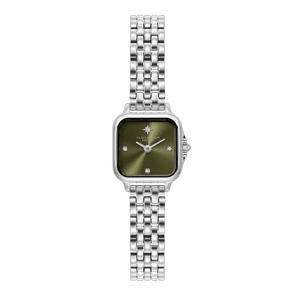 olivia burton 20mm Mini Grosvenor Sage Green & Silver Bracelet Watch olivia burton 20mm Mini Grosvenor Sage Green & Silver Bracelet Watch