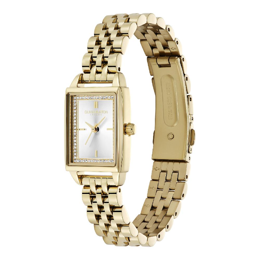 Olivia Burton 21mm Rectangle White & Gold Bracelet Watch