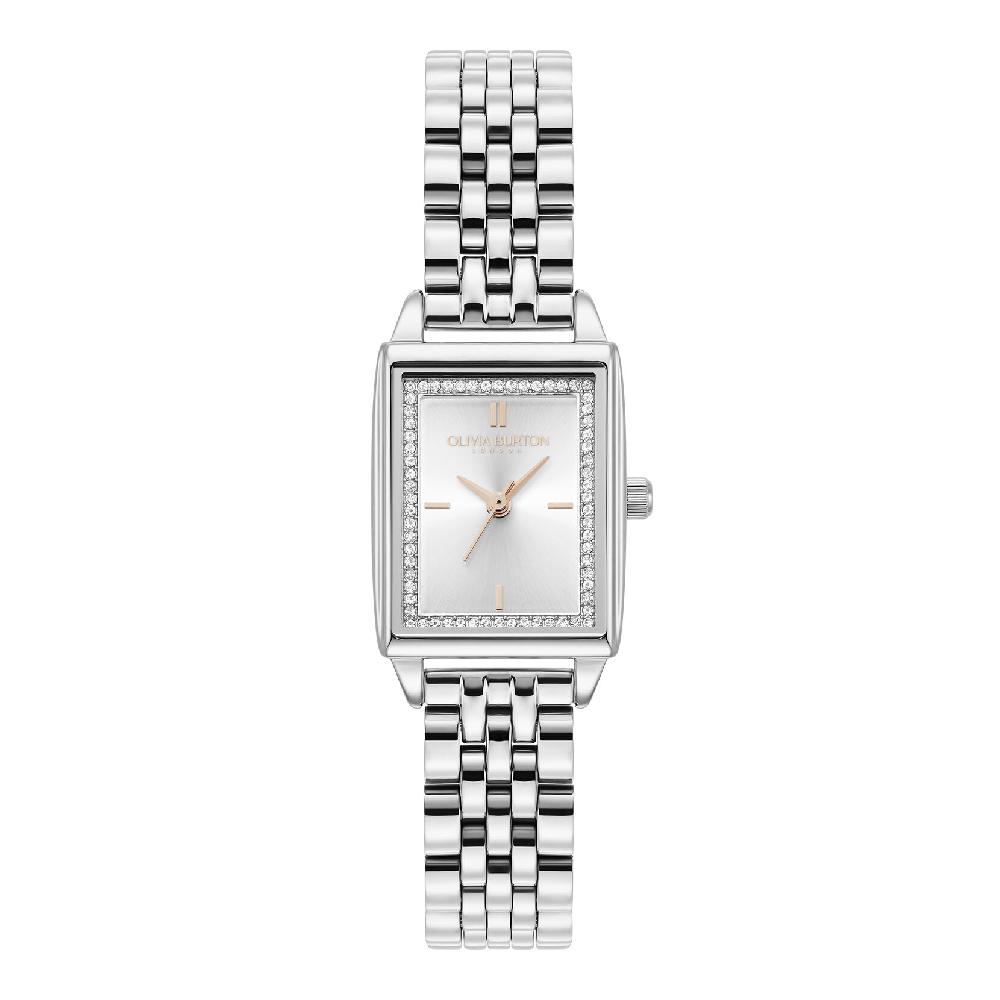 olivia burton 21mm Rectangle White & Silver Bracelet Watch