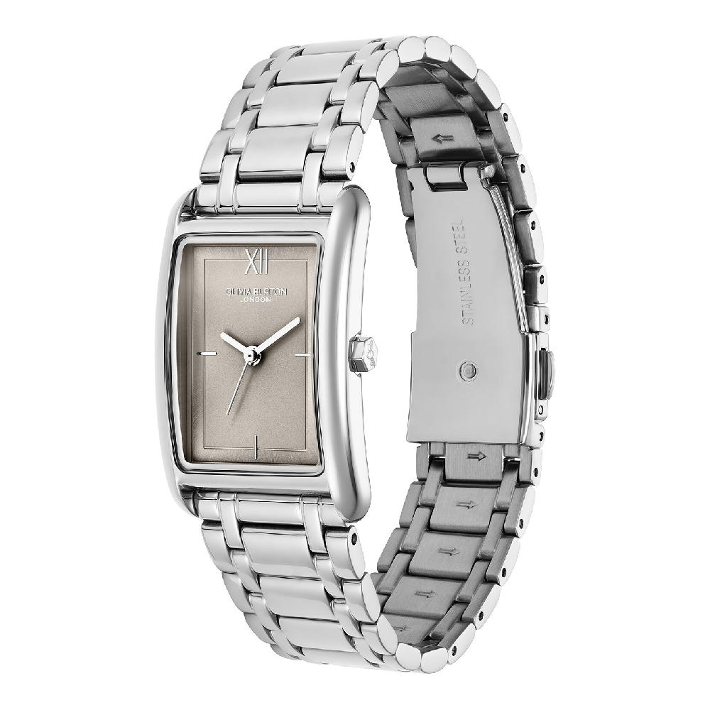 Olivia Burton 23mm Grove Dove Grey & Silver Bracelet Watch & Celestial Sun Bracelet Gift Set