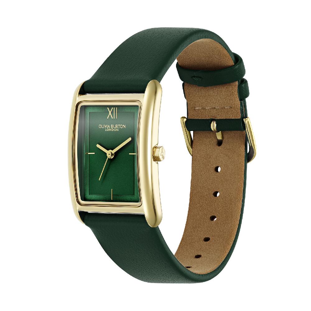 Olivia Burton 23mm Grove Gold & Forest Green Leather Strap Watch