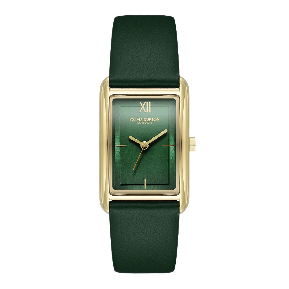 olivia burton 23mm Grove Gold & Forest Green Leather Strap Watch