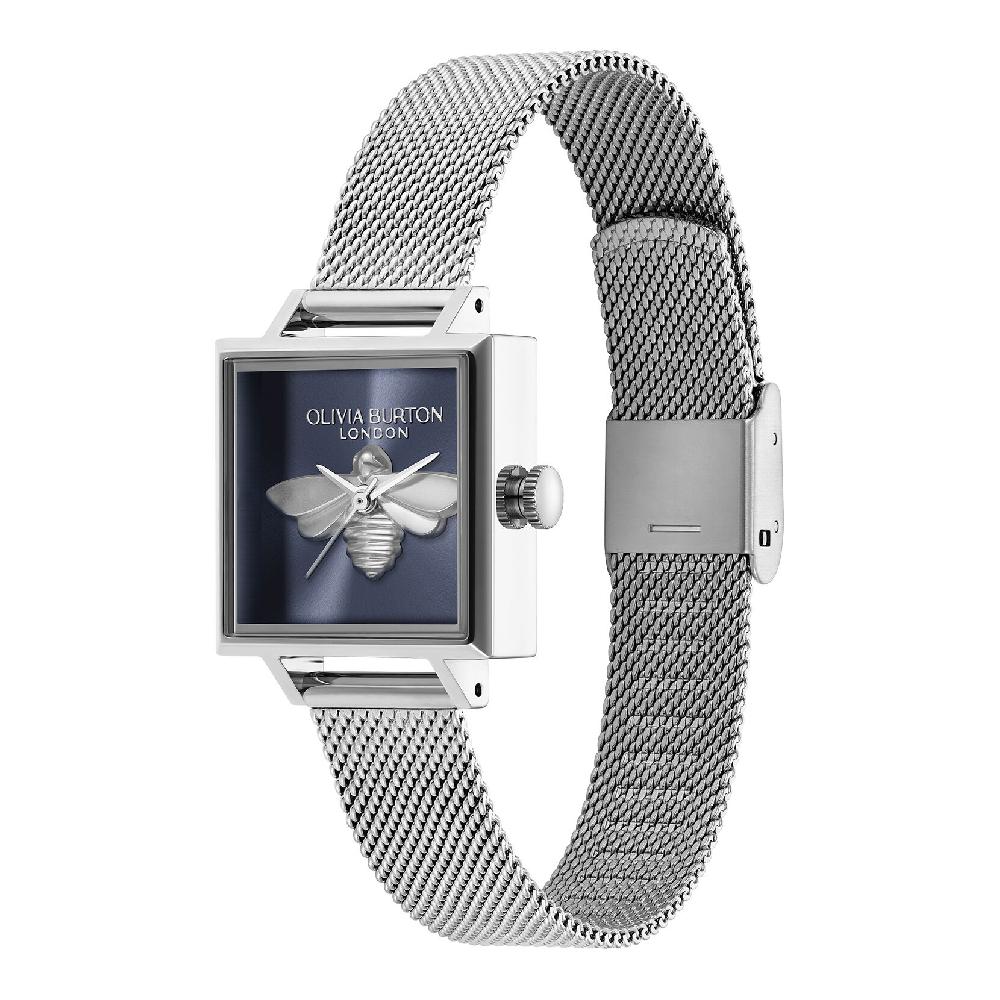 Olivia Burton 23mm Lucky Bee Blue & Silver Mesh Watch